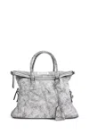 Maison Margiela Textured Leather Shoulder Bag And Strap In Gray