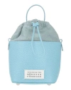Maison Margiela Woman Handbag Azure Size - Cow Leather, Cotton, Polyester, Brass, Zinc In Blue