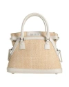 Maison Margiela Woman Handbag Beige Size - Leather, Natural Raffia In Sand