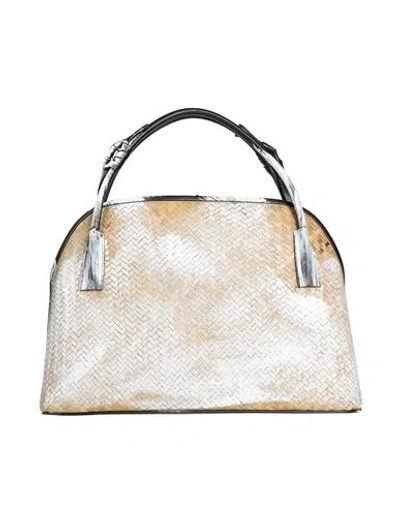 Maison Margiela Woman Handbag Beige Size - Straw, Cow Leather In Sand