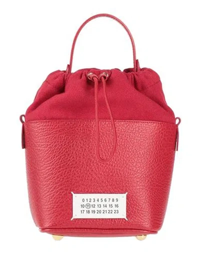 Maison Margiela Woman Handbag Brick Size - Cow Leather, Cotton, Polyester, Brass, Zinc In Red