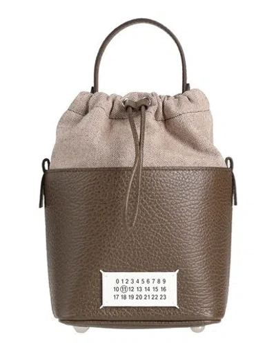 Maison Margiela Woman Handbag Dark Green Size - Cow Leather, Cotton, Polyester, Brass, Zinc
