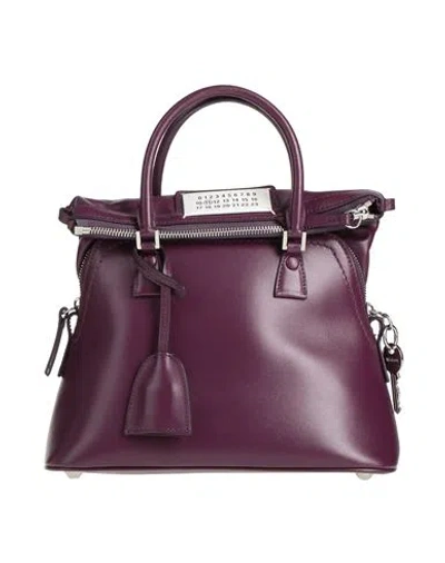 MAISON MARGIELA MAISON MARGIELA WOMAN HANDBAG DARK PURPLE SIZE - COW LEATHER, BRASS, ZINC, ALUMINUM, COPPER