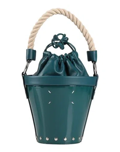 Maison Margiela Woman Handbag Deep Teal Size - Cow Leather, Zinc, Aluminum, Copper, Brass In Green