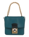 Maison Margiela Woman Handbag Deep Jade Size - Leather, Textile Fibers In Blue