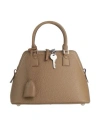 Maison Margiela Woman Handbag Khaki Size - Soft Leather, Textile Fibers In Beige