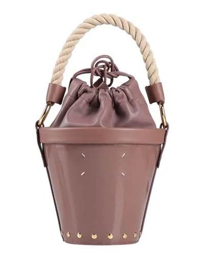 Maison Margiela Woman Handbag Mauve Size - Cow Leather, Zinc, Aluminum, Copper, Brass In Brown