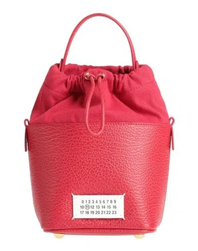 Maison Margiela Woman Handbag Red Size - Cow Leather, Cotton, Polyester, Brass, Zinc
