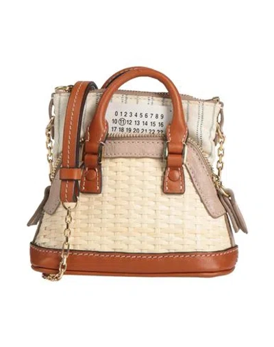 Maison Margiela Woman Handbag Sand Size - Leather, Textile Fibers In Beige