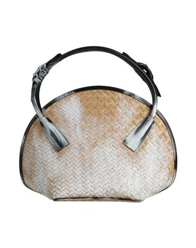 Maison Margiela Woman Handbag Sand Size - Straw, Cow Leather, Ovine Leather