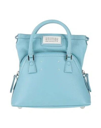 Maison Margiela Woman Handbag Sky Blue Size - Goat Skin, Cow Leather, Brass, Zinc, Aluminum In Blue