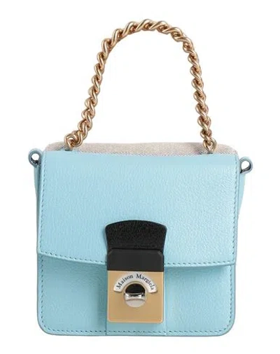 Maison Margiela Woman Handbag Sky Blue Size - Goat Skin, Linen In Blue