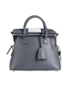 Maison Margiela Woman Handbag Slate Blue Size - Leather, Textile Fibers