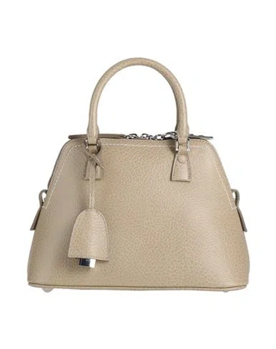 Maison Margiela Woman Handbag Taupe Size - Leather, Textile Fibers In Grey