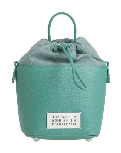 Maison Margiela Woman Handbag Turquoise Size - Cow Leather, Cotton, Polyester, Brass, Zinc In Blue