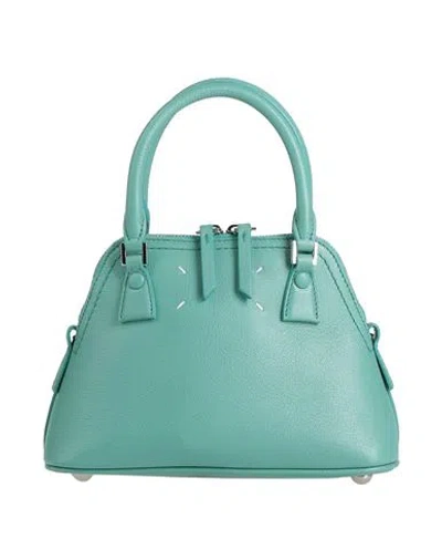Maison Margiela Woman Handbag Turquoise Size - Goat Skin, Cow Leather, Brass, Zinc, Aluminum In Blue