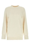 Maison Margiela Cotton Blend Crew Neck Sweater With Textured Finish In White