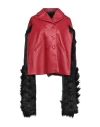 Maison Margiela Mantella In Pelle Profilata In Ecopelliccia Jacket In Red