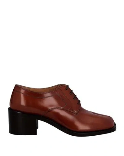 Maison Margiela Woman Lace-up Shoes Brown Size 10 Leather