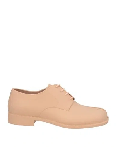 Maison Margiela Woman Lace-up Shoes Camel Size 11 Rubber In Beige