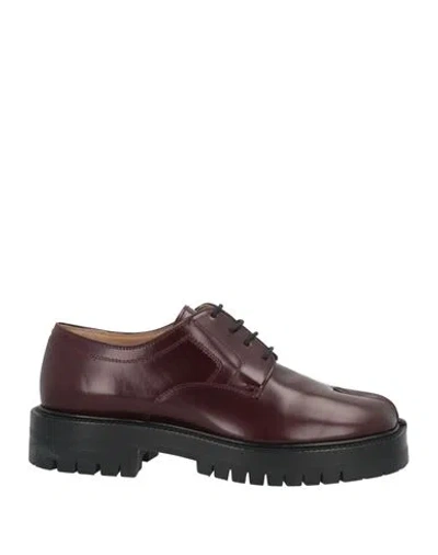 Maison Margiela Woman Lace-up Shoes Plum Size 6 Leather
