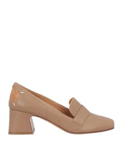 Maison Margiela Woman Loafers Camel Size 8 Leather In Beige