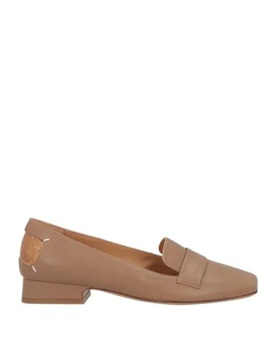 Maison Margiela Woman Loafers Khaki Size 8 Leather In Beige