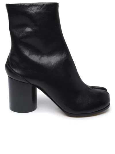 Maison Margiela Woman  Leather Tabi Ankle Boots In Black
