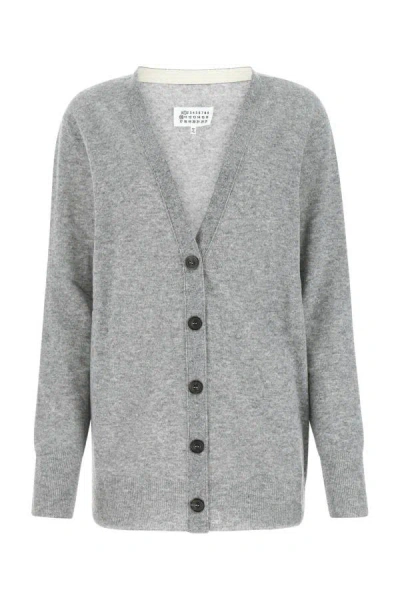 Maison Margiela V-neck Long-sleeve Cardigan In Gray