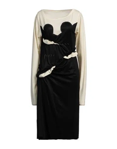 MAISON MARGIELA MAISON MARGIELA WOMAN MIDI DRESS BLACK SIZE 4 VISCOSE, COTTON, POLYAMIDE, VIRGIN WOOL