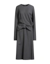 Maison Margiela Woman Midi Dress Grey Size 6 Cotton, Wool In Gray