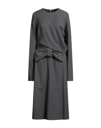 Maison Margiela Woman Midi Dress Grey Size 6 Cotton, Wool In Gray