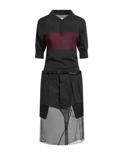 Maison Margiela Woman Midi Dress Grey Size 6 Wool, Polyamide, Cotton