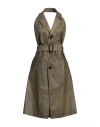 Maison Margiela Woman Midi Dress Military Green Size 4 Linen, Polyurethane, Polyester In Green