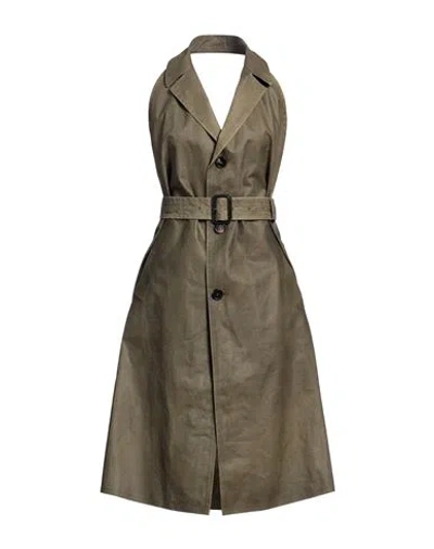 Maison Margiela Woman Midi Dress Military Green Size 4 Linen, Polyurethane, Polyester