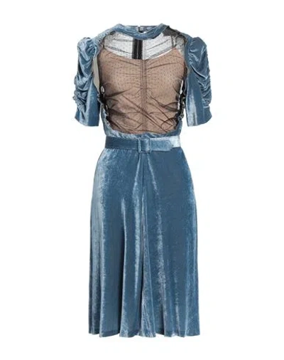 Maison Margiela Woman Midi Dress Slate Blue Size 4 Viscose, Silk, Polyester