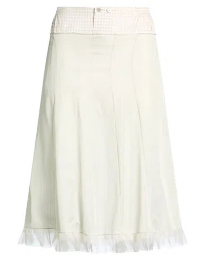 Maison Margiela Woman Midi Skirt Off White Size 6 Polyester, Cotton, Silk