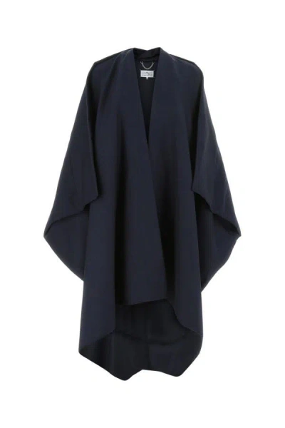 MAISON MARGIELA MAISON MARGIELA WOMAN NAVY BLUE WOOL BLEND CAPE