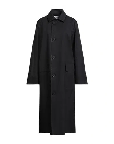 Maison Margiela Woman Overcoat & Trench Coat Black Size 6 Cotton, Polyurethane