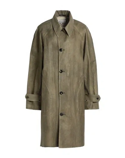 Maison Margiela Woman Overcoat & Trench Coat Military Green Size 10 Linen, Polyurethane Coated