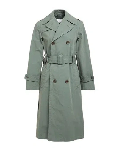Maison Margiela Woman Overcoat & Trench Coat Sage Green Size 10 Cotton, Polyamide