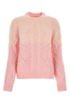 Maison Margiela Cable Knit Mohair Blend Sweater In Pink