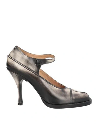 Maison Margiela Woman Pumps Black Size 6 Leather In Animal Print