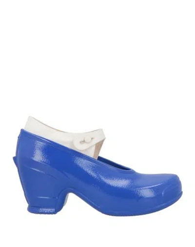 Maison Margiela Woman Pumps Bright Blue Size 9 Rubber, Textile Fibers