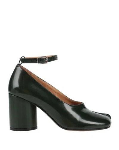 Maison Margiela Woman Pumps Dark Green Size 5 Leather