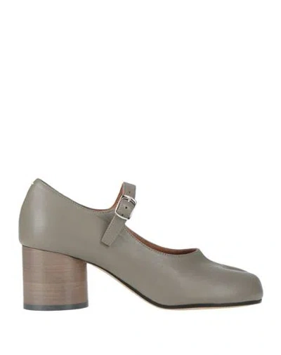 Maison Margiela Woman Pumps Grey Size 5 Soft Leather