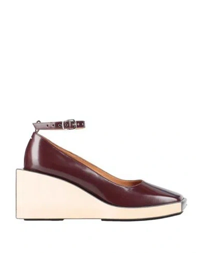 Maison Margiela Woman Pumps Deep Purple Size 10 Soft Leather