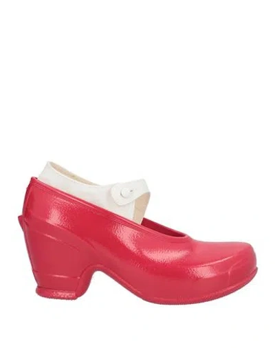 Maison Margiela Woman Pumps Red Size 9 Rubber, Textile Fibers