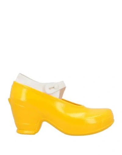 Maison Margiela Woman Pumps Yellow Size 9 Rubber, Textile Fibers