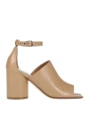 Maison Margiela Woman Sandals Sand Size 6.5 Soft Leather In Beige